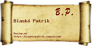 Blaskó Patrik névjegykártya