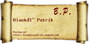 Blaskó Patrik névjegykártya
